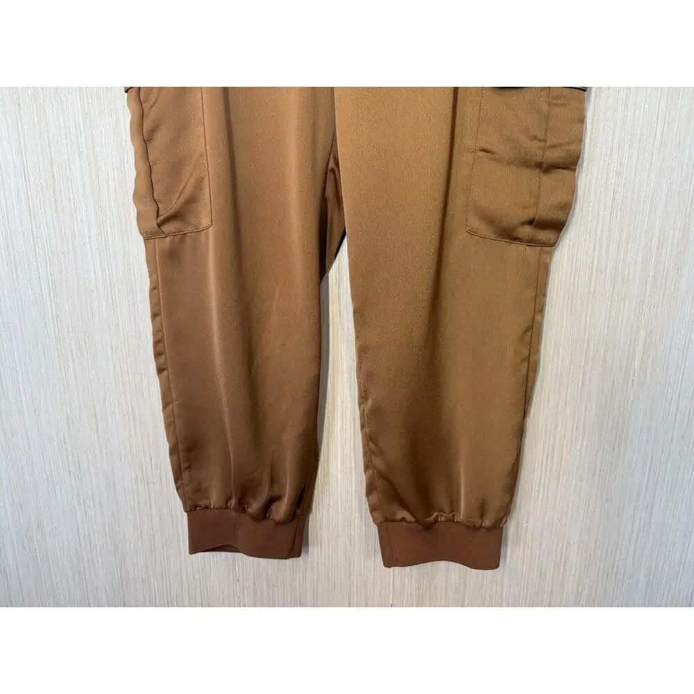 Banana Republic Satin Finish Cargo Jogger Pants Womens Size XL Bronze Casual - Picture 4 of 12